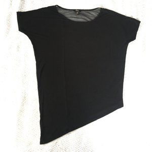 Cupio Asymmetrical Mixed Media Slouchy Top